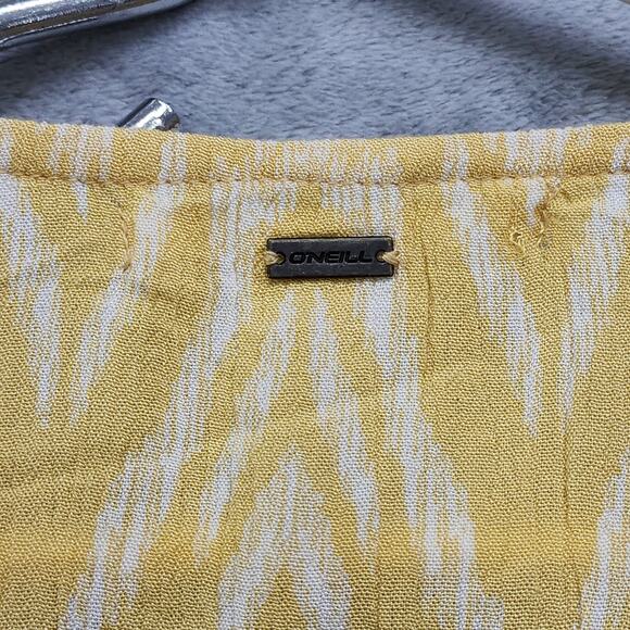 NEW O'Neill Top Womens L Yellow White Sylas Isabella Ikat Crop Viscose Boho - Picture 4 of 10